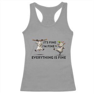 It Is Fine I Am Fine Everything Is Fine Racerback Tank Top Funny Goat Lover Gift TS12 Sport Gray Print Your Wear