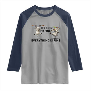 It Is Fine I Am Fine Everything Is Fine Raglan Shirt Funny Goat Lover Gift TS12 Sport Gray Navy Print Your Wear