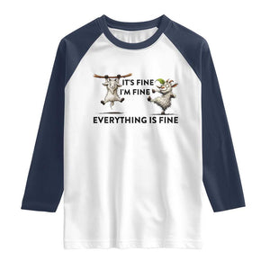 It Is Fine I Am Fine Everything Is Fine Raglan Shirt Funny Goat Lover Gift TS12 White Navy Print Your Wear