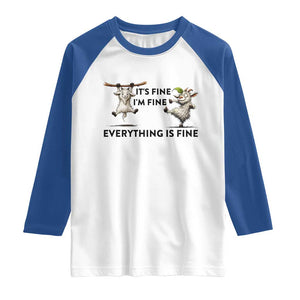 It Is Fine I Am Fine Everything Is Fine Raglan Shirt Funny Goat Lover Gift TS12 White Royal Print Your Wear