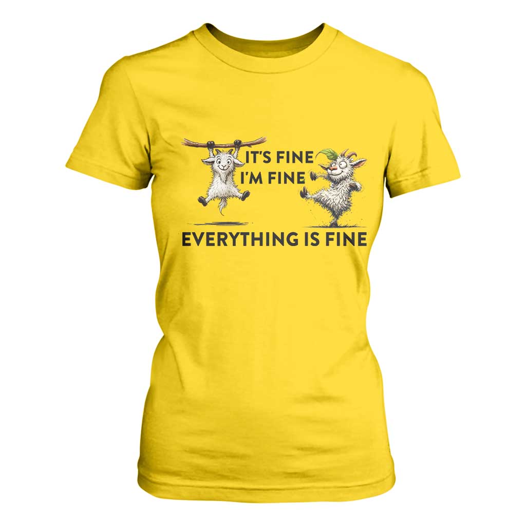 It Is Fine I Am Fine Everything Is Fine T Shirt For Women Funny Goat Lover Gift TS12 Daisy Print Your Wear