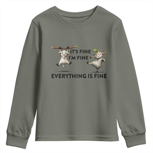 It Is Fine I Am Fine Everything Is Fine Youth Sweatshirt Funny Goat Lover Gift TS12 Military Green Print Your Wear