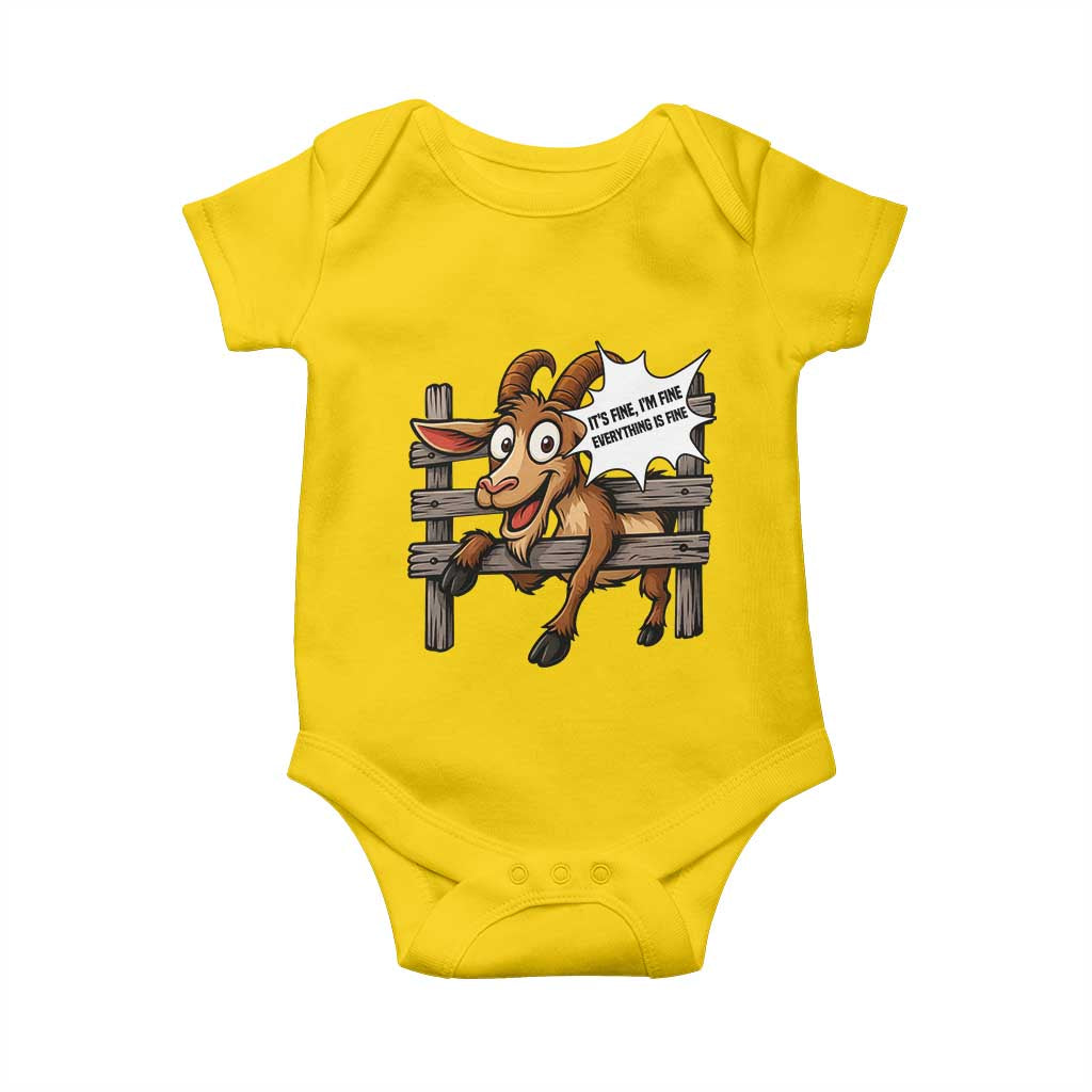 Funny Goat Baby Onesie It Is Fine I Am Fine Everything Is Fine TS12 Daisy Print Your Wear