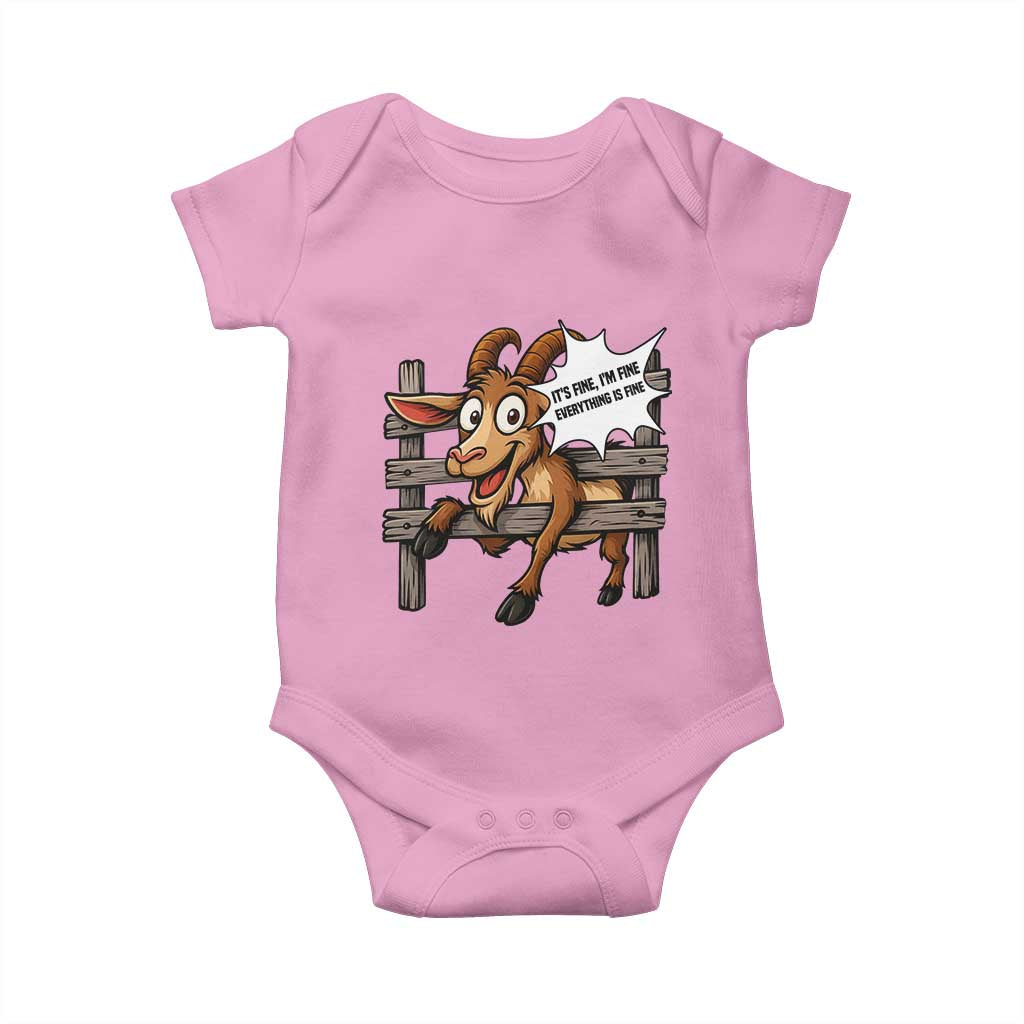 Funny Goat Baby Onesie It Is Fine I Am Fine Everything Is Fine TS12 Light Pink Print Your Wear
