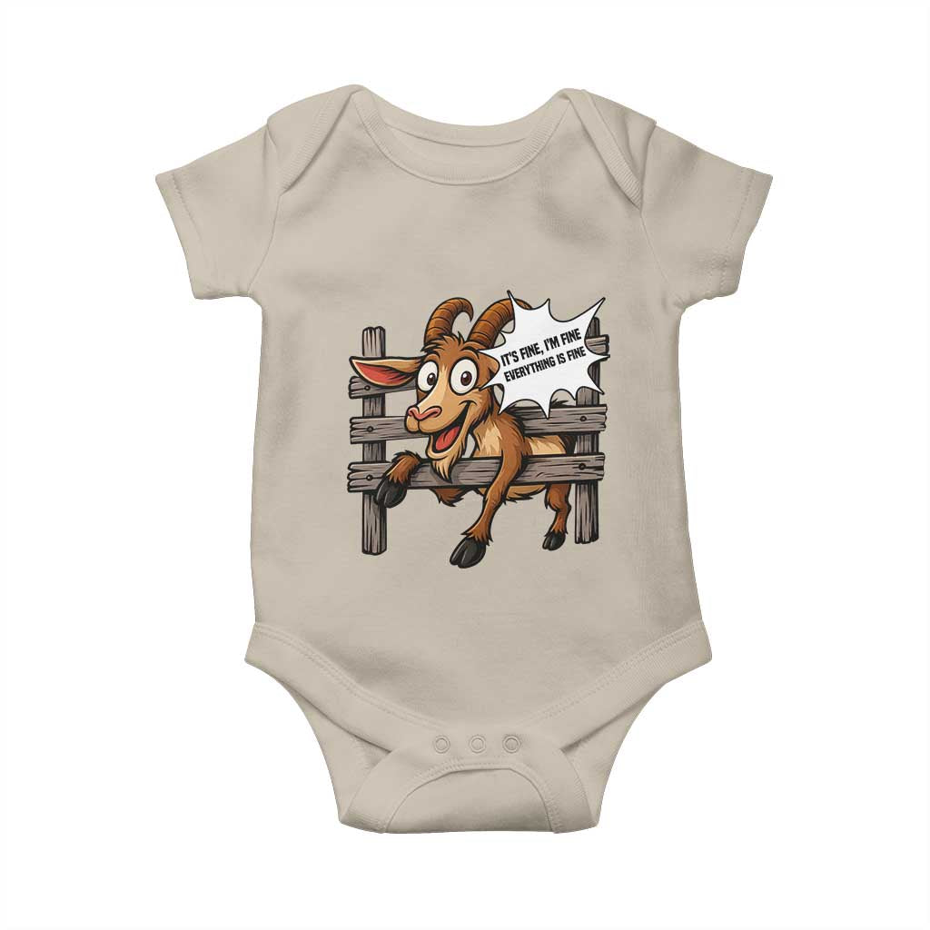 Funny Goat Baby Onesie It Is Fine I Am Fine Everything Is Fine TS12 Sand Print Your Wear