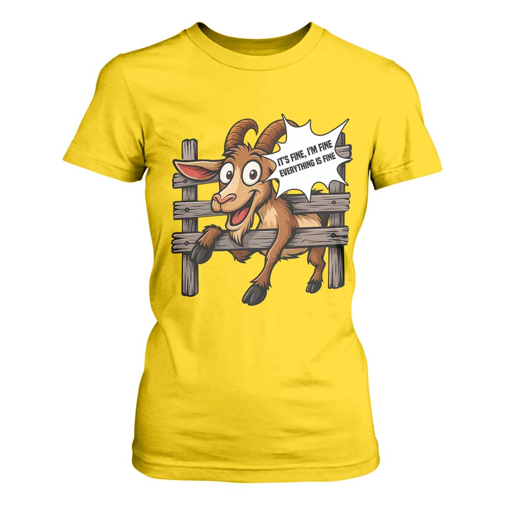 Funny Goat T Shirt For Women It Is Fine I Am Fine Everything Is Fine TS12 Daisy Print Your Wear