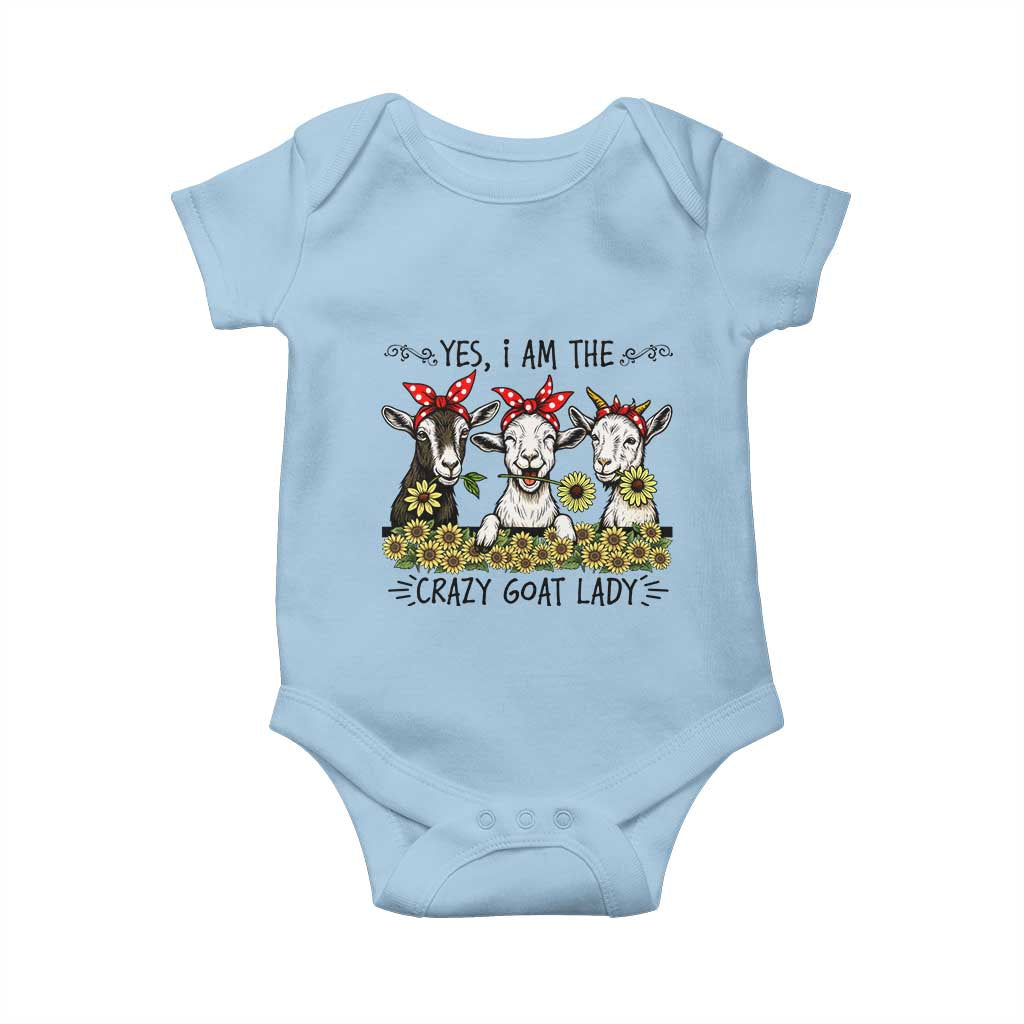 I Am The Crazy Goat Lady Baby Onesie Goat Lady Gift TS12 Light Blue Print Your Wear