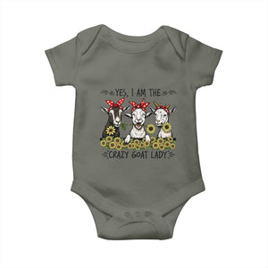 I Am The Crazy Goat Lady Baby Onesie Goat Lady Gift TS12 Military Green Print Your Wear