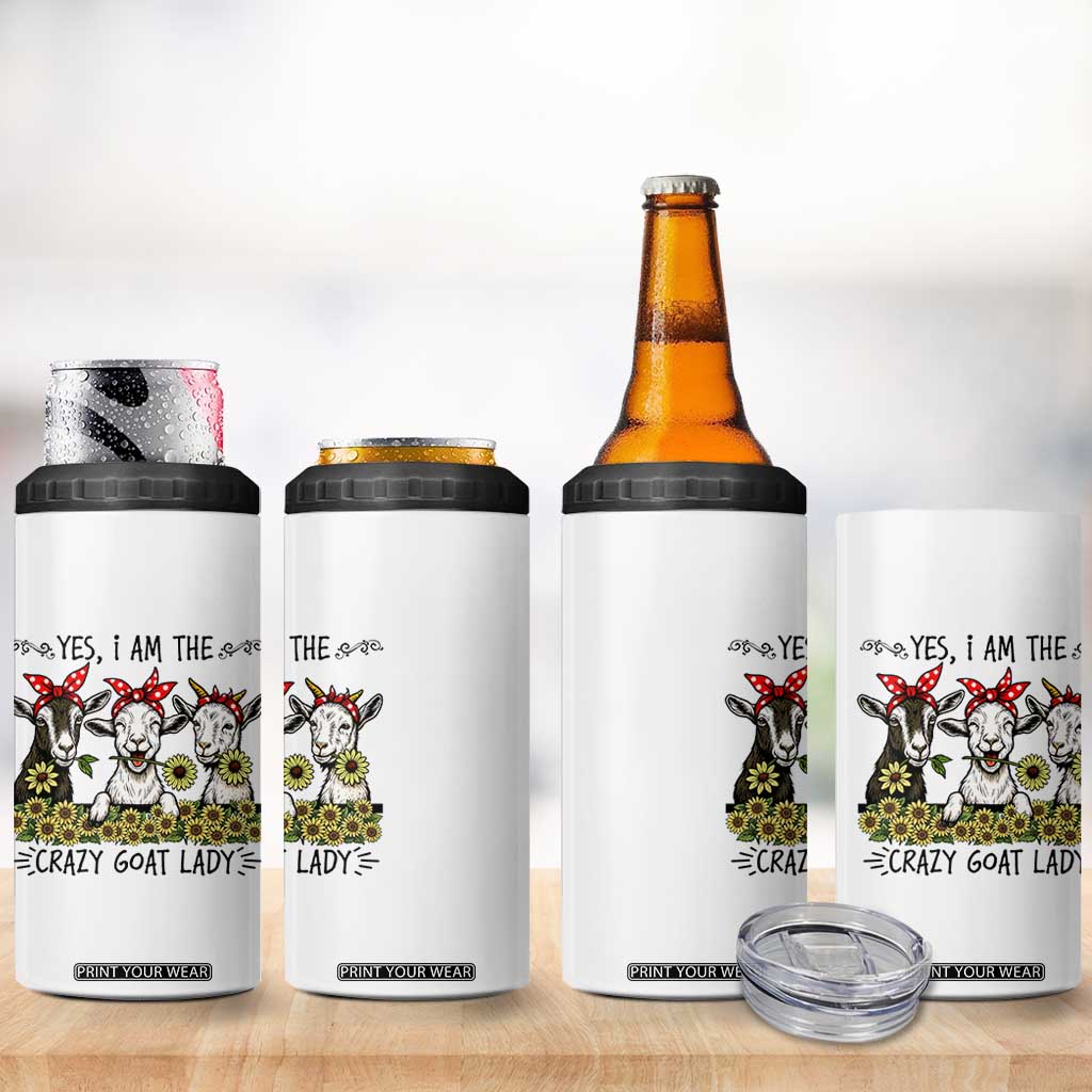I Am The Crazy Goat Lady 4 in 1 Can Cooler Tumbler Goat Lady Gift TS12 Print Your Wear