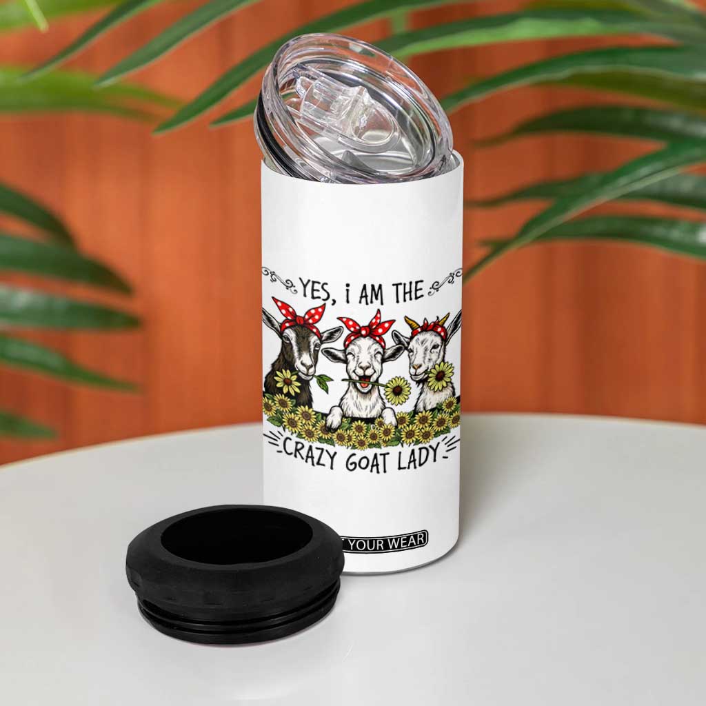I Am The Crazy Goat Lady 4 in 1 Can Cooler Tumbler Goat Lady Gift TS12 Print Your Wear