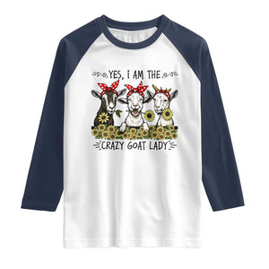I Am The Crazy Goat Lady Raglan Shirt Goat Lady Gift TS12 White Navy Print Your Wear