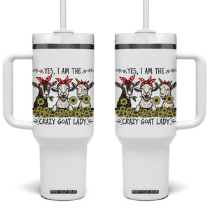 I Am The Crazy Goat Lady Tumbler With Handle Goat Lady Gift TS12 One Size: 40 oz White Print Your Wear