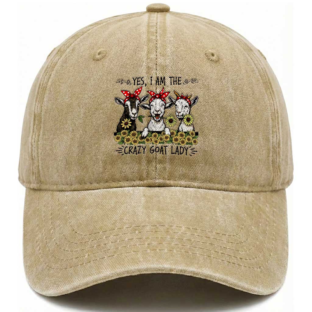 I Am The Crazy Goat Lady Washed Cotton Baseball Cap Goat Lady Gift TS12 Print Your Wear
