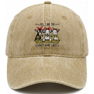 I Am The Crazy Goat Lady Washed Cotton Baseball Cap Goat Lady Gift TS12 Print Your Wear