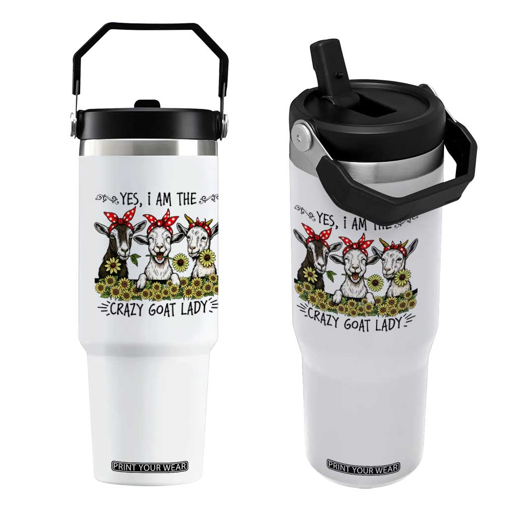 I Am The Crazy Goat Lady Flip Straw Tumbler Goat Lady Gift TS12 One Size: 30 oz White Print Your Wear