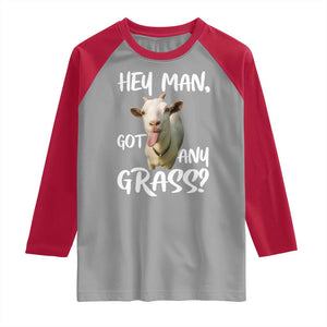 Hey Man Got Any Grass Raglan Shirt Funny Goat Stoner Gift TS12 Sport Gray Red Print Your Wear