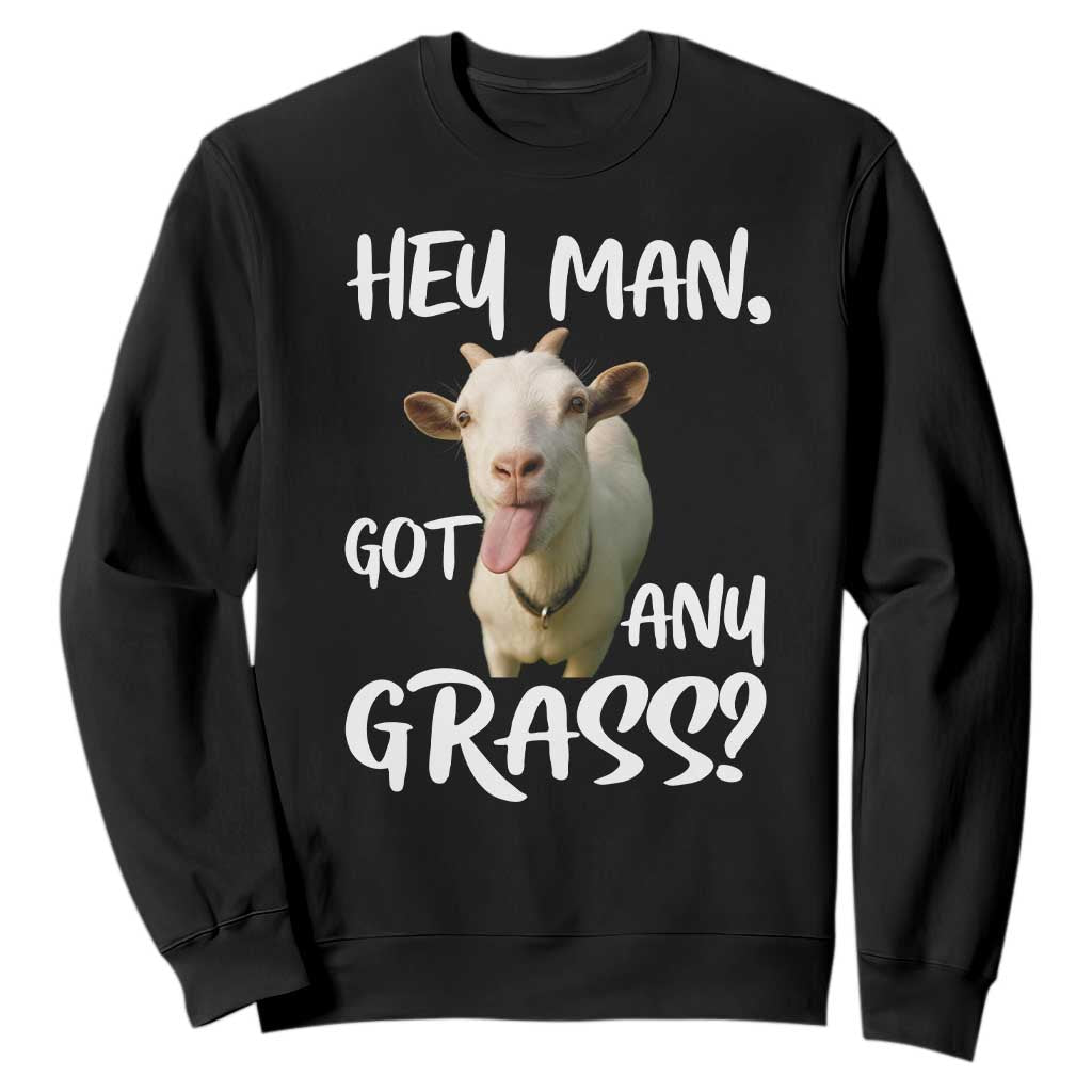Hey Man Got Any Grass Sweatshirt Funny Goat Stoner Gift TS12 Black Print Your Wear