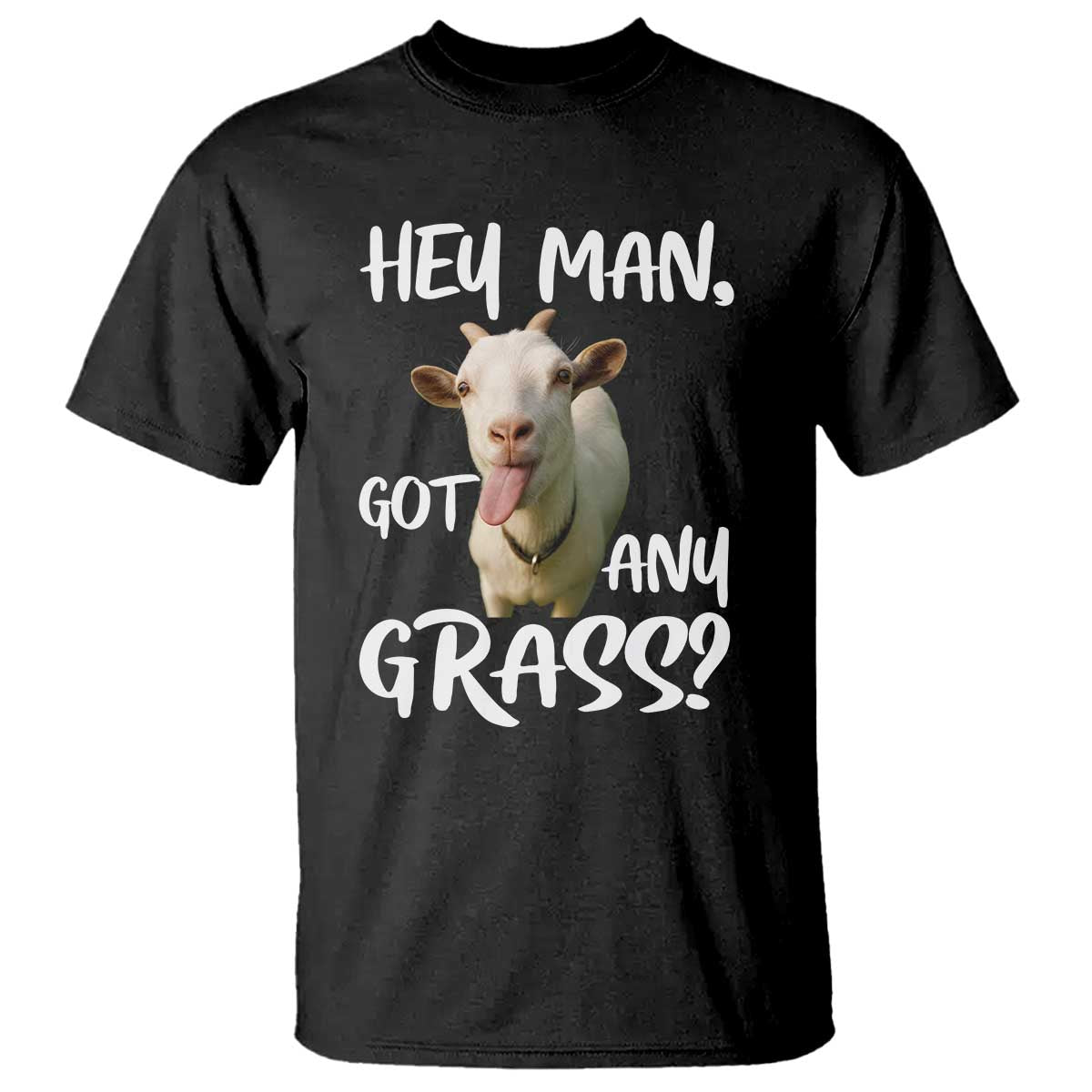 Hey Man Got Any Grass T Shirt Funny Goat Stoner Gift TS12 Black Print Your Wear