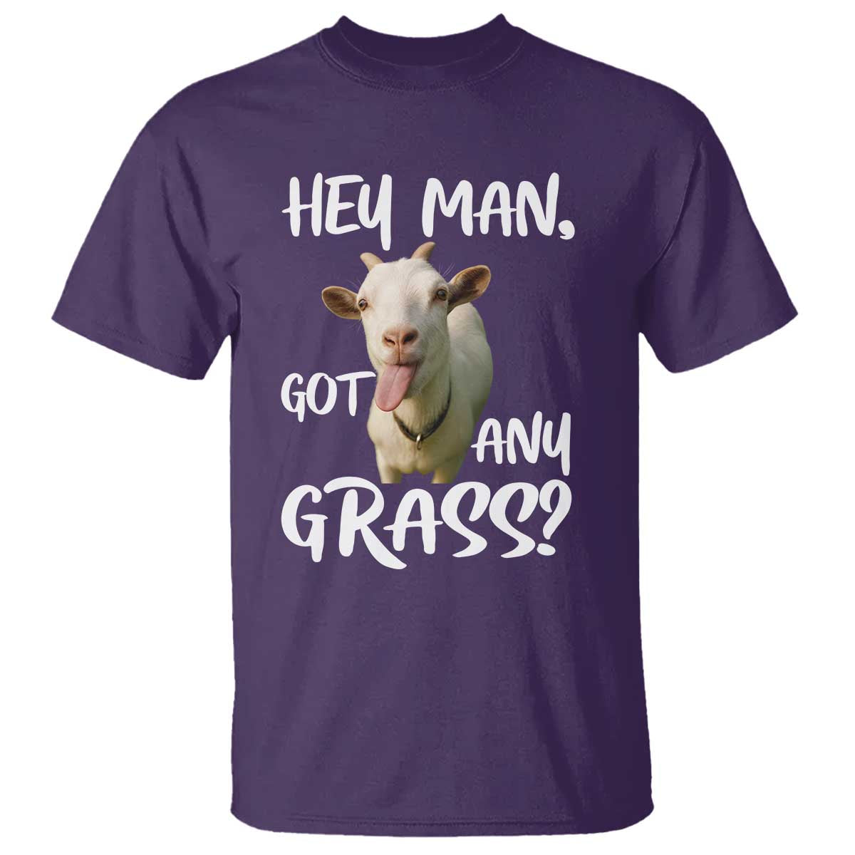 Hey Man Got Any Grass T Shirt Funny Goat Stoner Gift TS12 Purple Print Your Wear