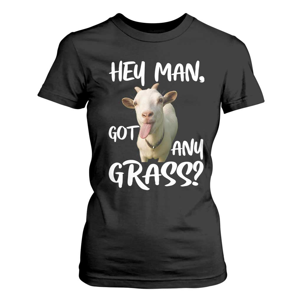 Hey Man Got Any Grass T Shirt For Women Funny Goat Stoner Gift TS12 Black Print Your Wear