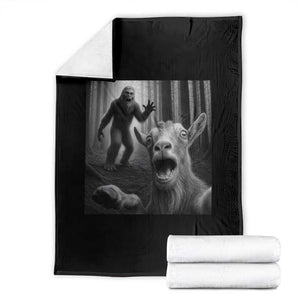 Goat Selfie With Bigfoot Throw Blanket Funny Cryptid Gift TS12 Black Print Your Wear
