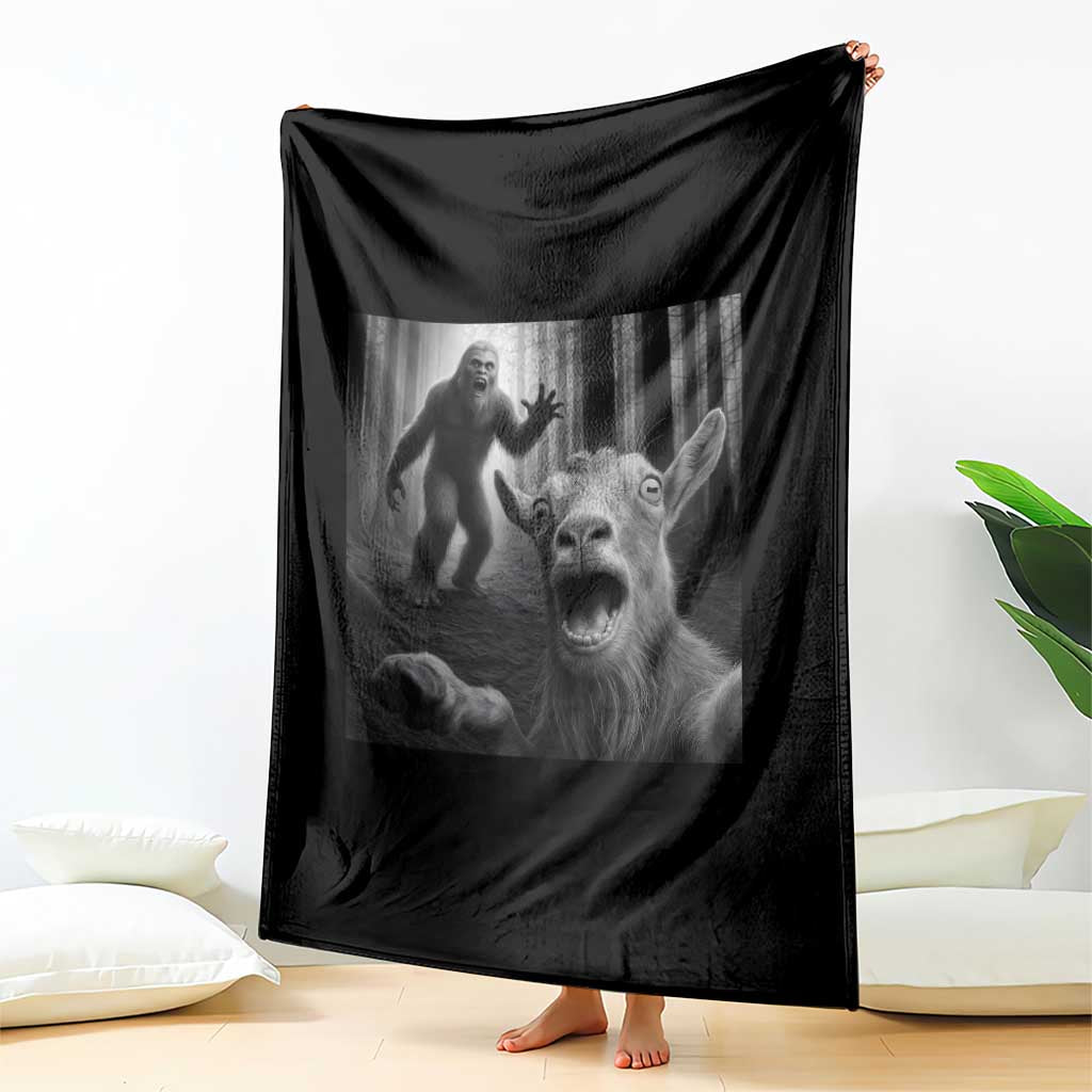 Goat Selfie With Bigfoot Throw Blanket Funny Cryptid Gift TS12 Print Your Wear