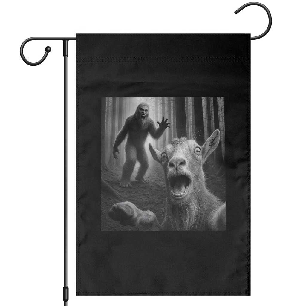 Goat Selfie With Bigfoot Garden Flag Funny Cryptid Gift TS12 Black Print Your Wear