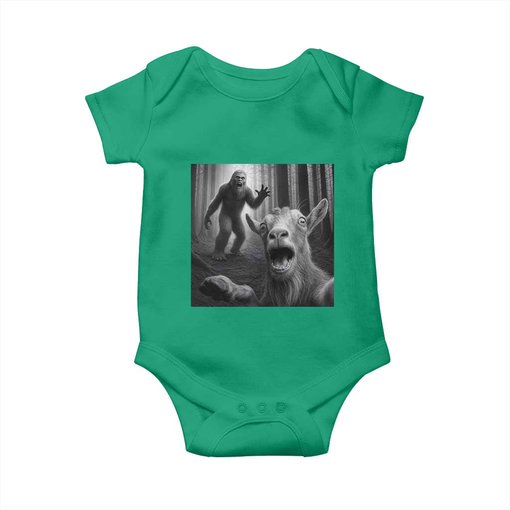 Goat Selfie With Bigfoot Baby Onesie Funny Cryptid Gift TS12 Irish Green Print Your Wear