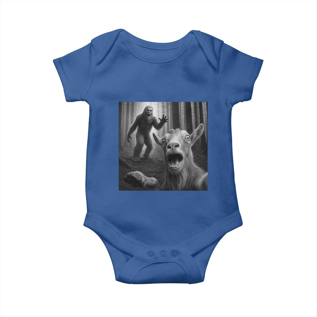 Goat Selfie With Bigfoot Baby Onesie Funny Cryptid Gift TS12 Royal Blue Print Your Wear