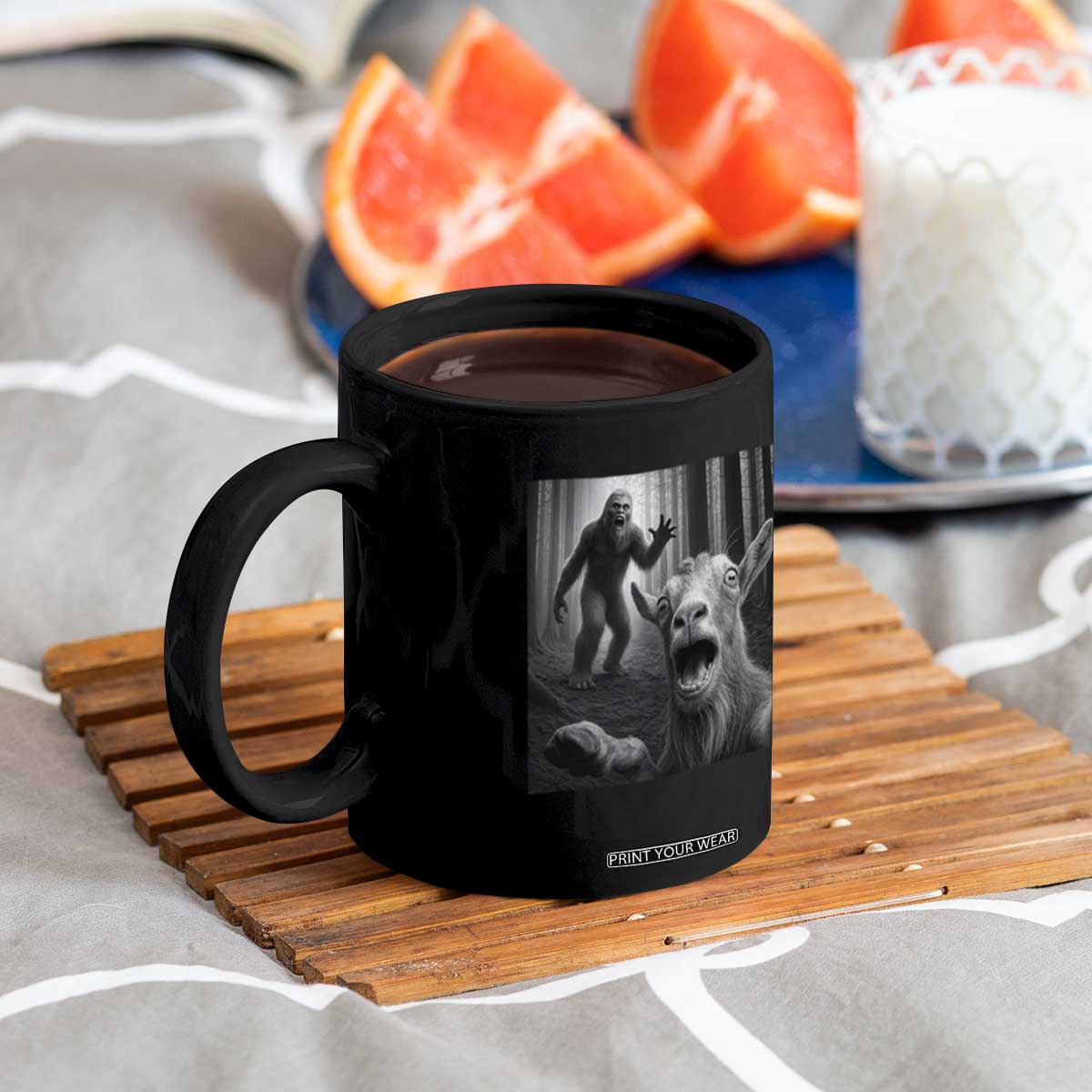 Goat Selfie With Bigfoot Coffee Mug Funny Cryptid Gift TS12 Print Your Wear