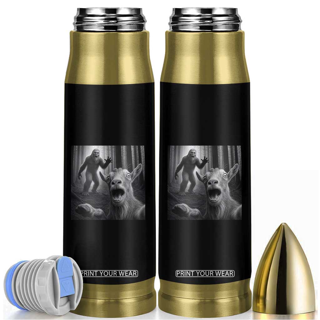 Goat Selfie With Bigfoot Bullet Tumbler Funny Cryptid Gift TS12 Black Print Your Wear