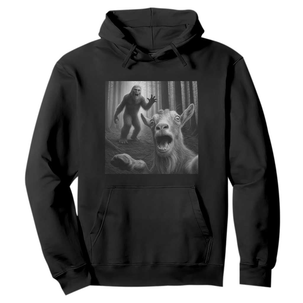 Goat Selfie With Bigfoot Hoodie Funny Cryptid Gift TS12 Black Print Your Wear