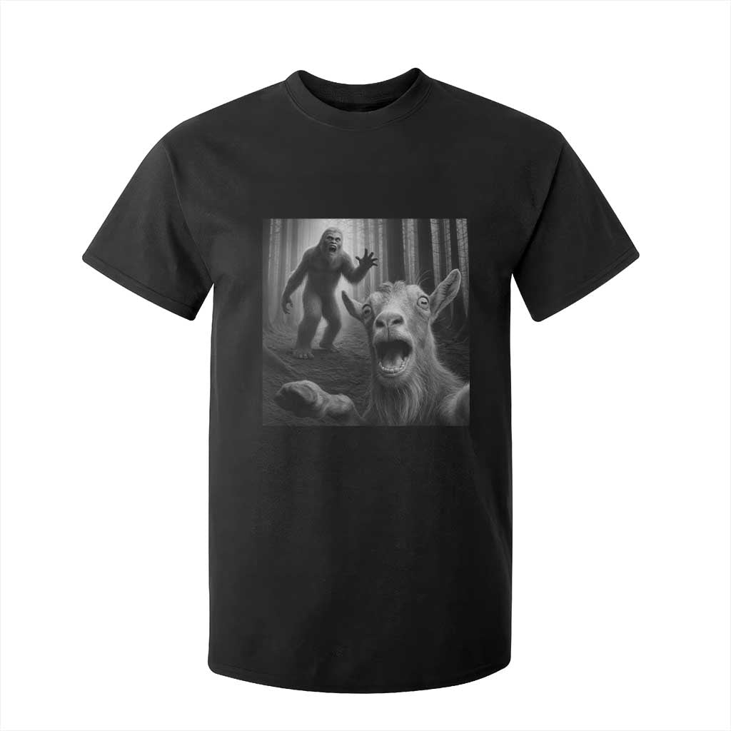 Goat Selfie With Bigfoot T Shirt For Kid Funny Cryptid Gift TS12 Black Print Your Wear