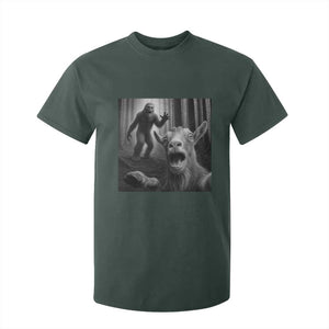 Goat Selfie With Bigfoot T Shirt For Kid Funny Cryptid Gift TS12 Dark Forest Green Print Your Wear