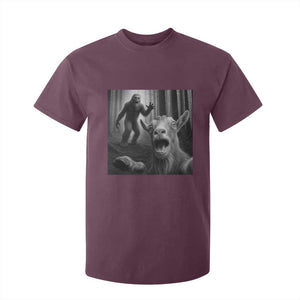 Goat Selfie With Bigfoot T Shirt For Kid Funny Cryptid Gift TS12 Maroon Print Your Wear