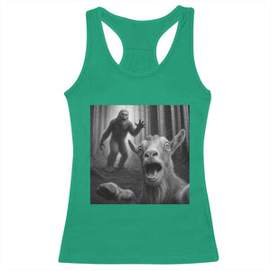 Goat Selfie With Bigfoot Racerback Tank Top Funny Cryptid Gift TS12 Irish Green Print Your Wear