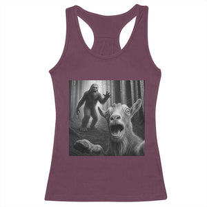 Goat Selfie With Bigfoot Racerback Tank Top Funny Cryptid Gift TS12 Maroon Print Your Wear
