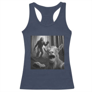 Goat Selfie With Bigfoot Racerback Tank Top Funny Cryptid Gift TS12 Navy Print Your Wear