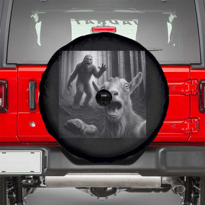 Goat Selfie With Bigfoot Spare Tire Cover Funny Cryptid Gift TS12 Black Print Your Wear