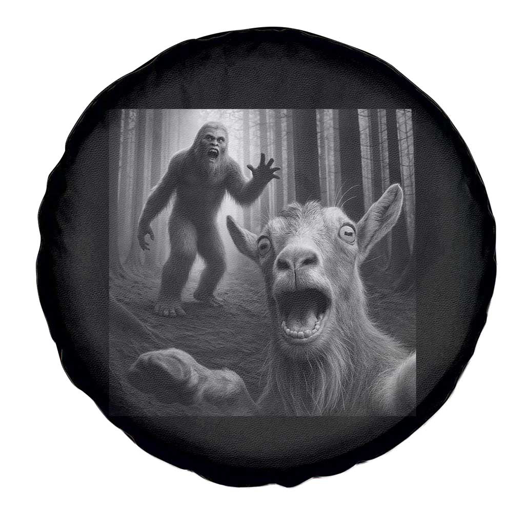 Goat Selfie With Bigfoot Spare Tire Cover Funny Cryptid Gift TS12 Print Your Wear