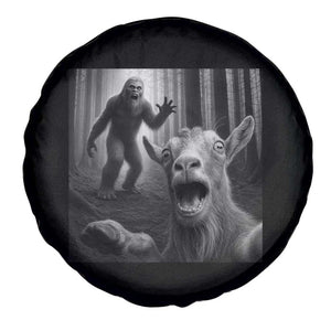 Goat Selfie With Bigfoot Spare Tire Cover Funny Cryptid Gift TS12 Print Your Wear