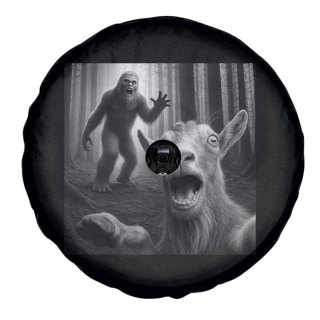 Goat Selfie With Bigfoot Spare Tire Cover Funny Cryptid Gift TS12 Print Your Wear