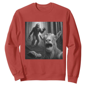 Goat Selfie With Bigfoot Sweatshirt Funny Cryptid Gift TS12 Red Print Your Wear