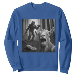 Goat Selfie With Bigfoot Sweatshirt Funny Cryptid Gift TS12 Royal Blue Print Your Wear