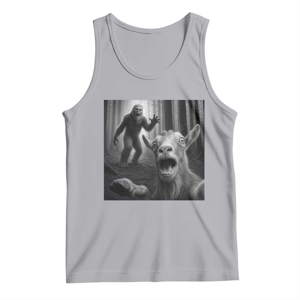 Goat Selfie With Bigfoot Tank Top Funny Cryptid Gift TS12 Athletic Heather Print Your Wear