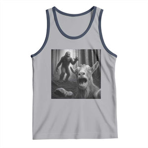 Goat Selfie With Bigfoot Tank Top Funny Cryptid Gift TS12 Athletic Heather Navy Print Your Wear