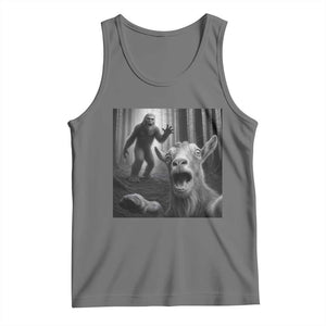 Goat Selfie With Bigfoot Tank Top Funny Cryptid Gift TS12 Black Heather Print Your Wear