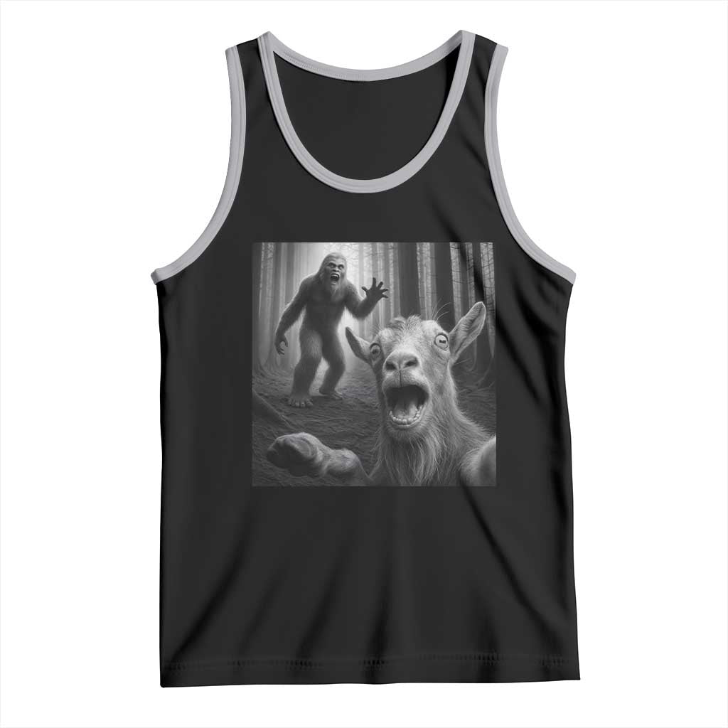 Goat Selfie With Bigfoot Tank Top Funny Cryptid Gift TS12 Black Athletic Heather Print Your Wear