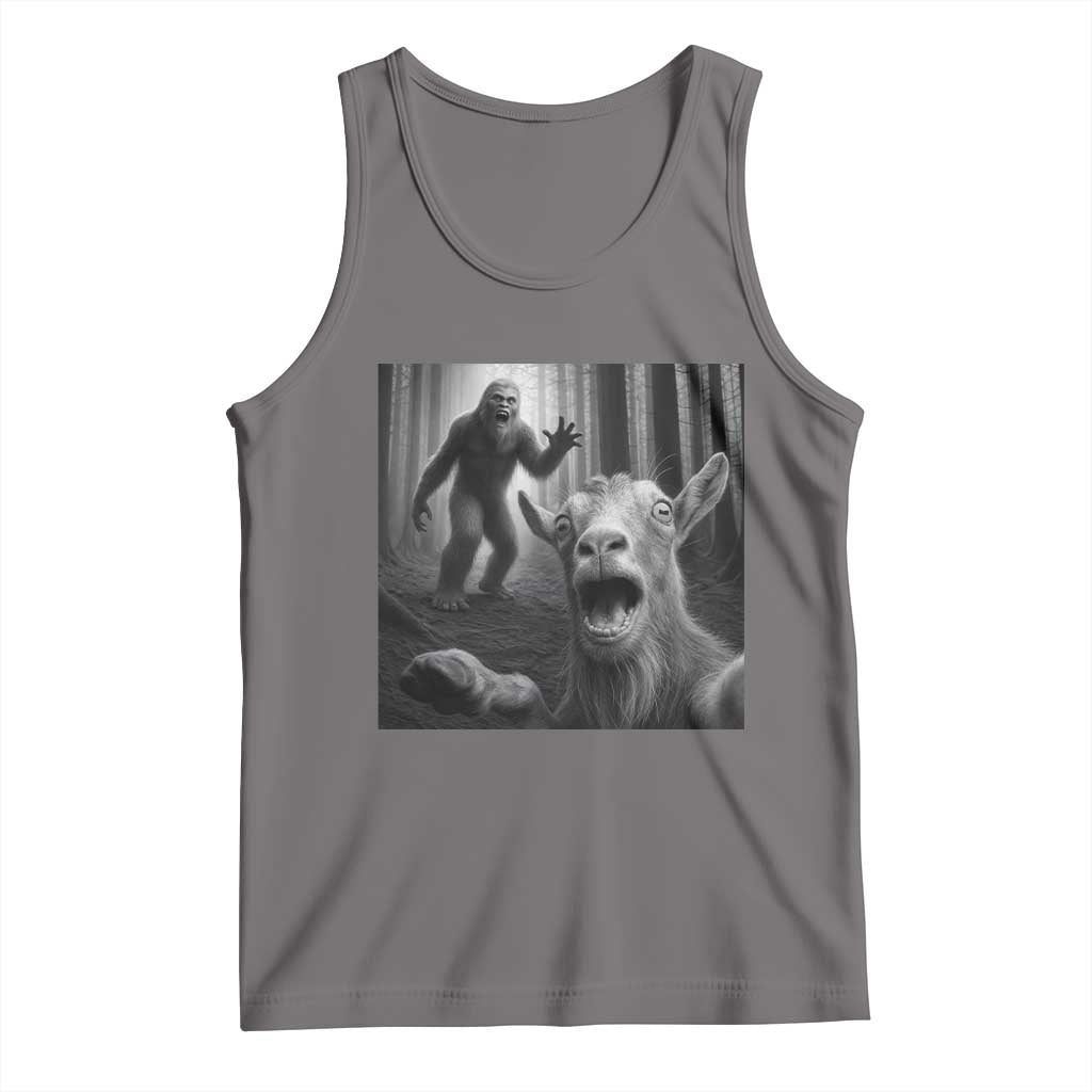 Goat Selfie With Bigfoot Tank Top Funny Cryptid Gift TS12 Deep Heather Print Your Wear