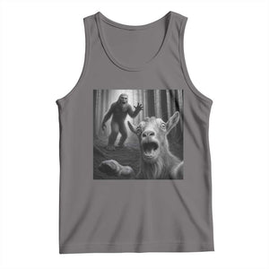 Goat Selfie With Bigfoot Tank Top Funny Cryptid Gift TS12 Deep Heather Print Your Wear